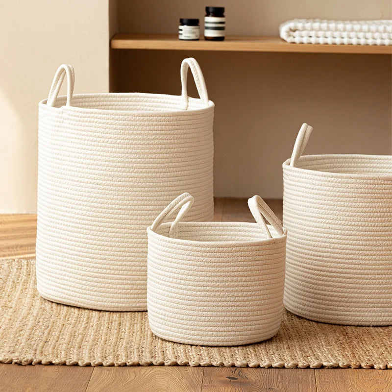 Decora™ Round Cotton Rope Storage Basket – White