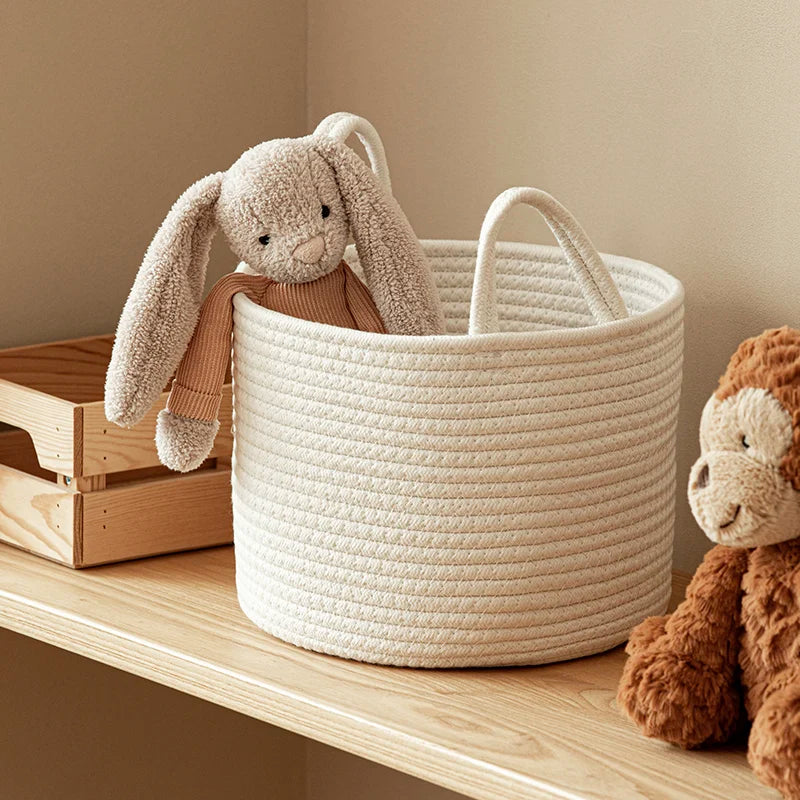 Decora™ Round Cotton Rope Storage Basket – White