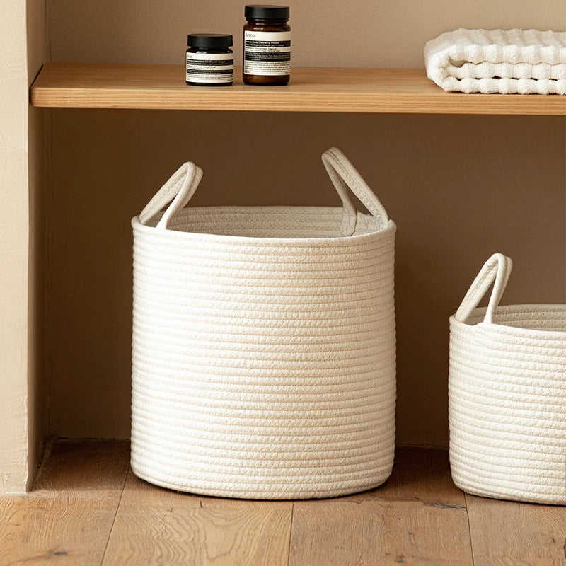 Decora™ Round Cotton Rope Storage Basket – White